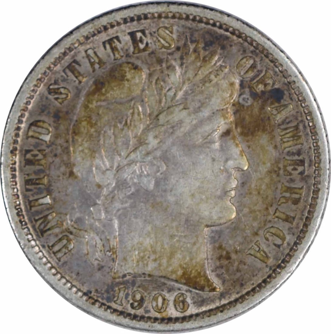 1906-O Barber Silver Dime 10C EF Uncertified New Orleans Mint: 1906-O Barber Silver Dime 10C EF Uncertified New Orleans Mint This 1906-O Barber Silver Dime features a striking design by Charles E. Barber and is a must-have for collectors. With a composition of 90