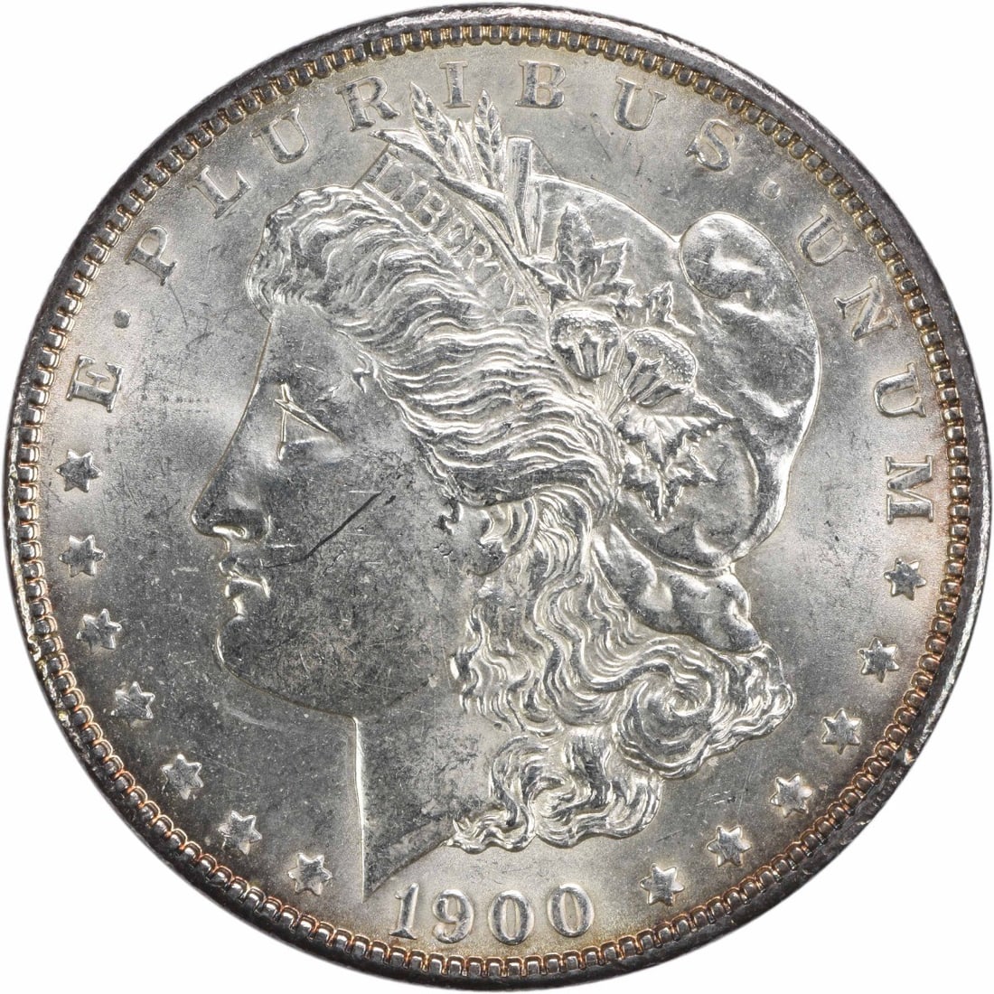 1900 Uncirculated Silver Morgan Dollar Choice BU Uncertified: 1900 Uncirculated Silver Morgan Dollar Choice BU Uncertified This 1900 Morgan Silver Dollar is a Choice Brilliant Uncirculated coin from the United States. Composed of silver and featuring no mint mar