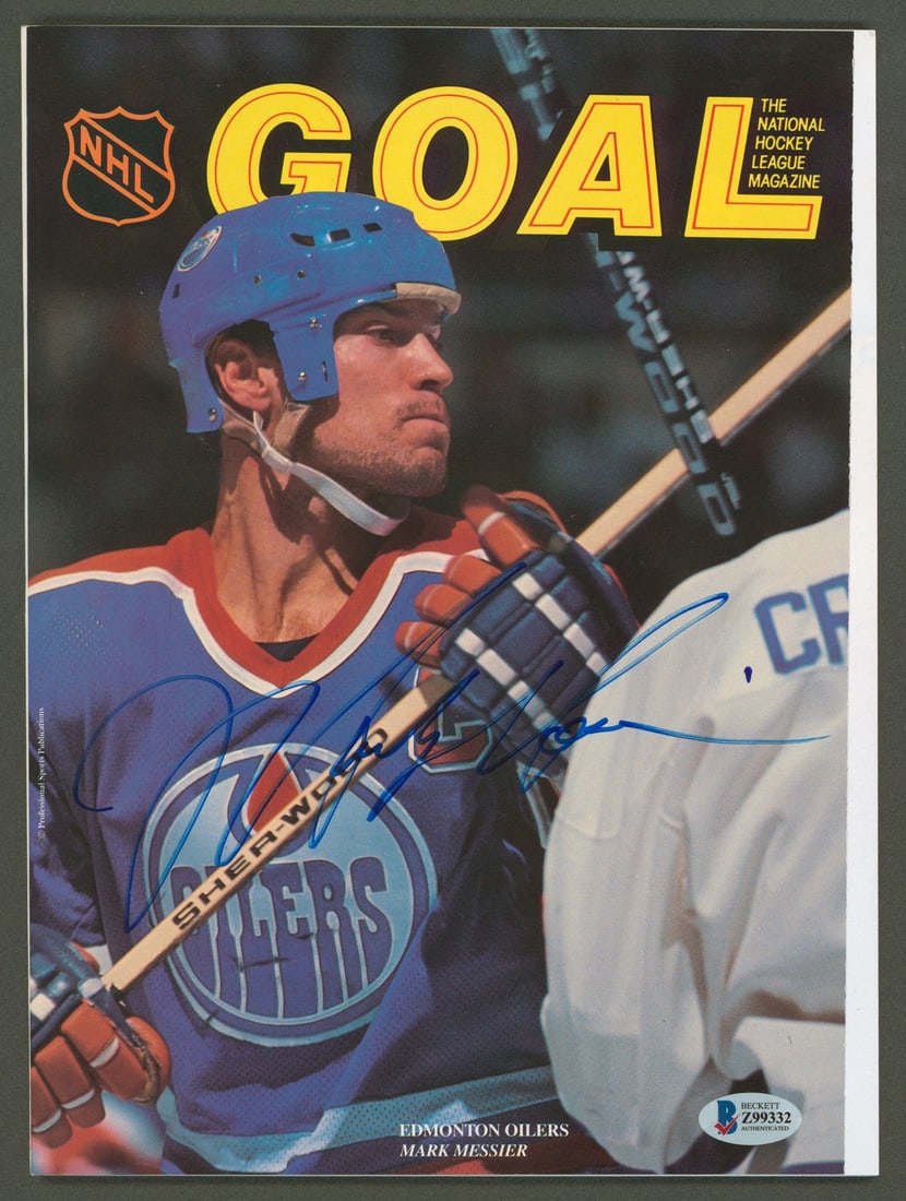 Mark Messier Signed Goal Magazine Beckett Authenticated Edmonton Oilers: Mark Messier Signed Goal Magazine Beckett Authenticated Edmonton Oilers This Goal Magazine features an authentic autograph from Mark Messier of the Edmonton Oilers. The magazine is an original issue a