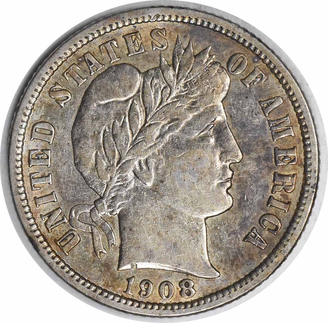 Overdate 1908 Denver Barber Dime FS-303 Silver Uncertified EF: Overdate 1908 Denver Barber Dime FS-303 Silver Uncertified EF This is a 1908-D Barber Silver Dime featuring the over date FS-303 variety. Struck at the Denver Mint, this circulated coin was designed b