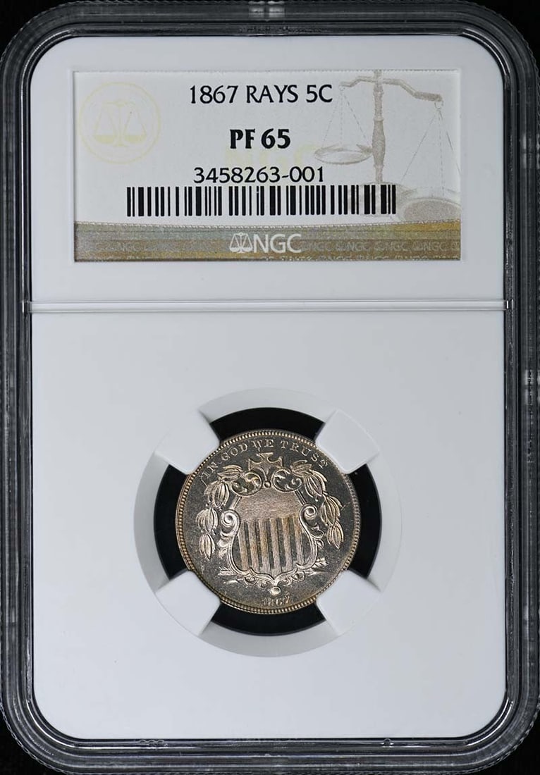 Set of 20 Shield Nickels 1866-1883 Proof PR65 to PR67 CAM: Set of 20 Shield Nickels 1866-1883 Proof PR65 to PR67 CAM This set consists of Shield Nickel 5-cent coins from 1866 to 1883, featuring proof grades ranging from PR65 to PR67*CAM. The coins are certifi