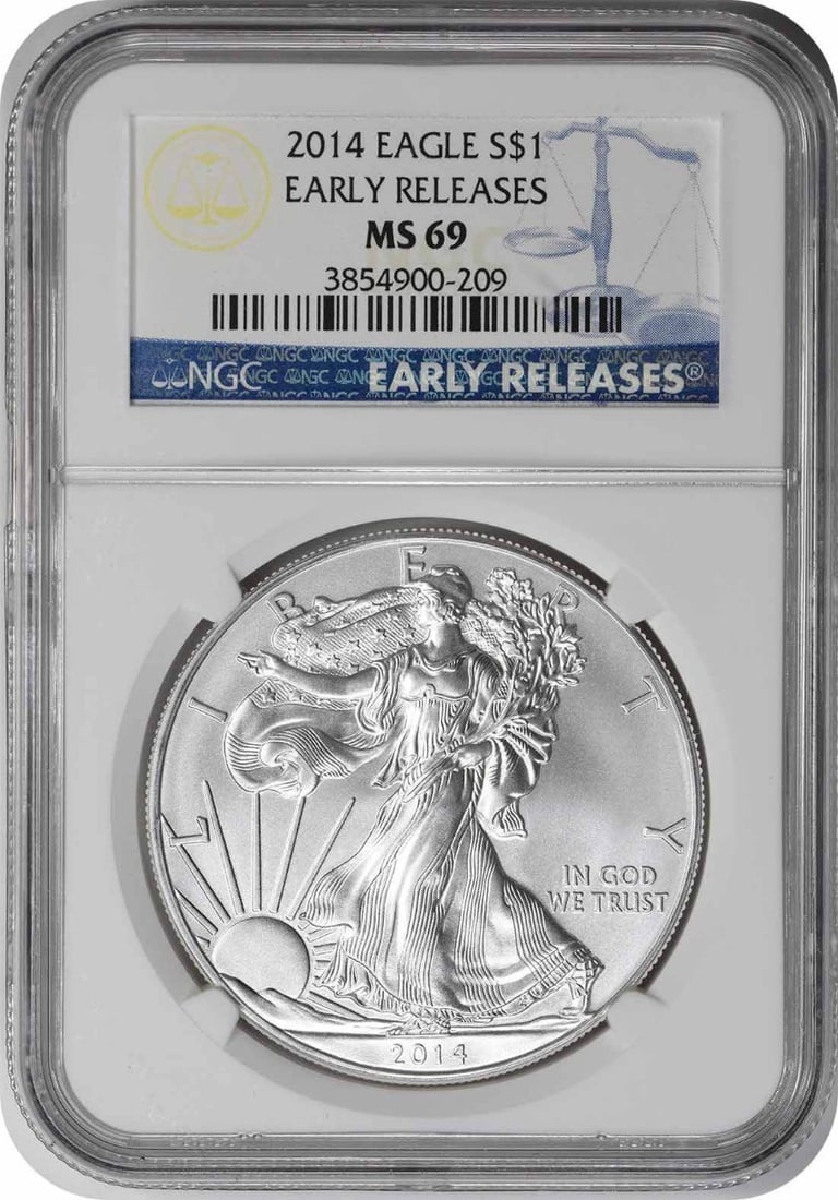 2014 American Silver Eagle One Ounce MS69 NGC Early Releases (1 of 2)