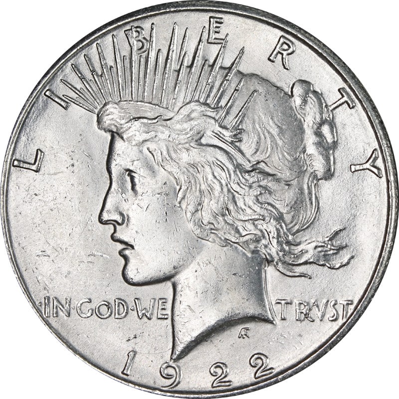 1922 San Francisco Mint Silver Peace Dollar Coin United States: 1922 San Francisco Mint Silver Peace Dollar Coin United States This 1922-S Peace Dollar is a circulated silver coin minted in San Francisco. It features a fineness of 0.9 and originates from the Unite