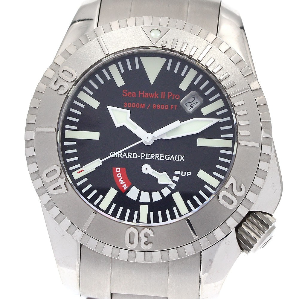 Girard Perregaux Seahawk II Pro Date Titanium Automatic Men's Watch: Girard Perregaux Seahawk II Pro Date Titanium Automatic Men's Watch This Girard Perregaux Seahawk II Pro Date men's wristwatch features a titanium case and band, combining durability with a lightweigh