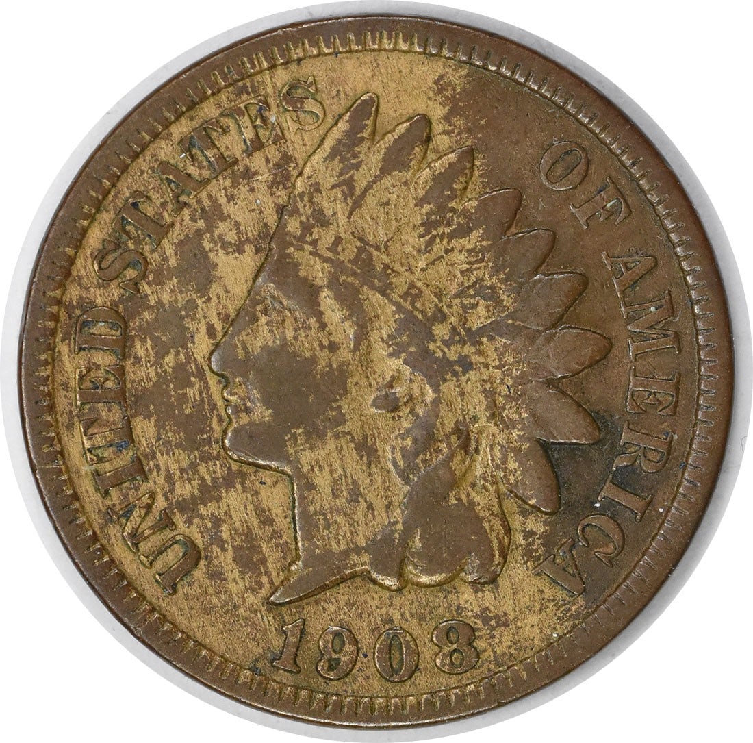 1908-S Indian Head Copper Small Cent Fine Grade: 1908-S Indian Head Copper Small Cent Fine Grade This 1908-S Indian Head Cent is a circulated coin from the United States, featuring the classic Indian Head design. Composed of copper, it is graded as 