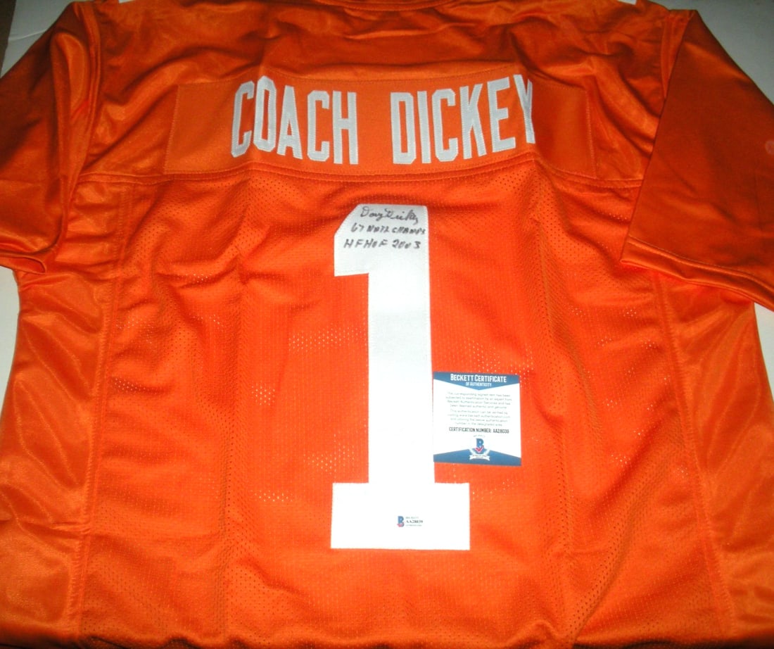 Signed Tennessee Volunteers Jersey Doug Dickey 1967 National Champions Beckett COA (1 of 3)