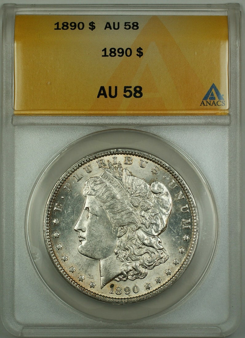 1890 Morgan Dollar San Francisco ANACS MS-60 Silver Uncirculated Coin: 1890 Morgan Dollar San Francisco ANACS MS-60 Silver Uncirculated Coin This is an 1890 Morgan Silver Dollar $1 coin, certified by ANACS with a grade of MS-60. The coin is uncirculated and was minted in