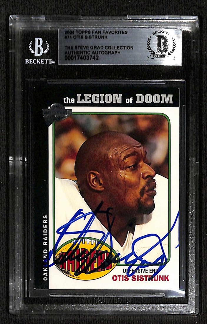 Otis Sistrunk Signed 2004 Topps Fan Favorites #71 Card Beckett Authenticated: Otis Sistrunk Signed 2004 Topps Fan Favorites #71 Card Beckett Authenticated This is a signed 2004 Topps Fan Favorites #71 sports trading card featuring Otis Sistrunk, the former Oakland Raiders Defen