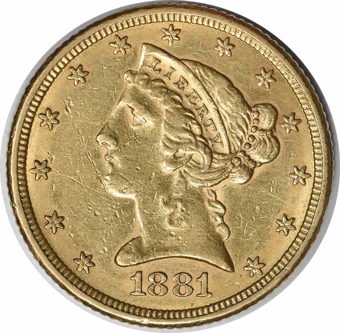 1881 $5 Gold Liberty Head Coin AU Christian Gobrecht Uncertified (1 of 2)