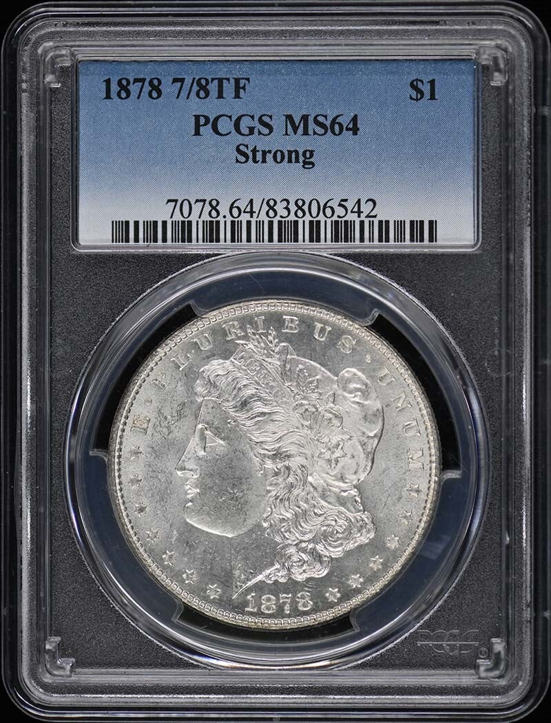 1878 PCGS MS64 Uncirculated Morgan Dollar Philadelphia Mint: 1878 PCGS MS64 Uncirculated Morgan Dollar Philadelphia Mint This 1878 Morgan Dollar, graded MS64 by PCGS, is a remarkable addition for any numismatist. Struck at the Philadelphia Mint, it represents t