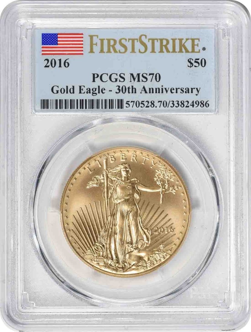 2016 PCGS MS70 First Strike American Gold Eagle $50 Coin (1 of 2)