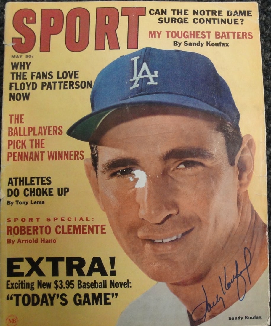 Sandy Koufax Autographed 1965 Sports Magazine Online Authentics: Sandy Koufax Autographed 1965 Sports Magazine Online Authentics This is an original sports magazine featuring Sandy Koufax, a legendary player for the Los Angeles Dodgers. The magazine is hand signed 