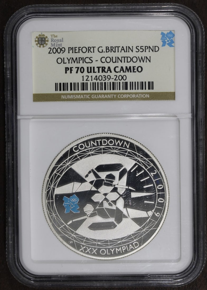 NGC PF70 Ultra Cameo 2009 Great Britain Silver Piefort 5 Pounds Olympics 2 (1 of 2)