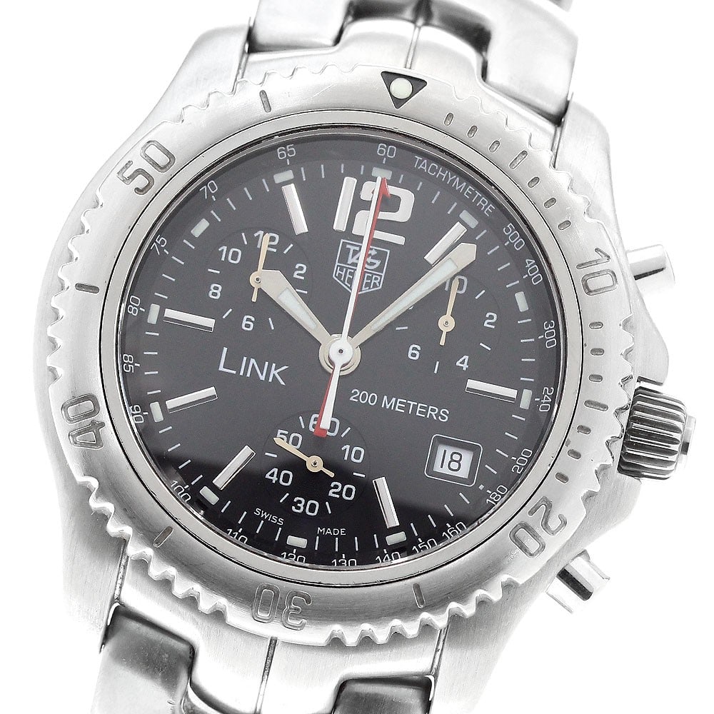 Men's TAG Heuer Link Date Quartz Chronograph Watch CT1111-0: Men's TAG Heuer Link Date Quartz Chronograph Watch CT1111-0 This TAG HEUER CT1111-0 Link Date Chronograph Quartz wristwatch is designed for men. Made in Switzerland, it features a chronograph function