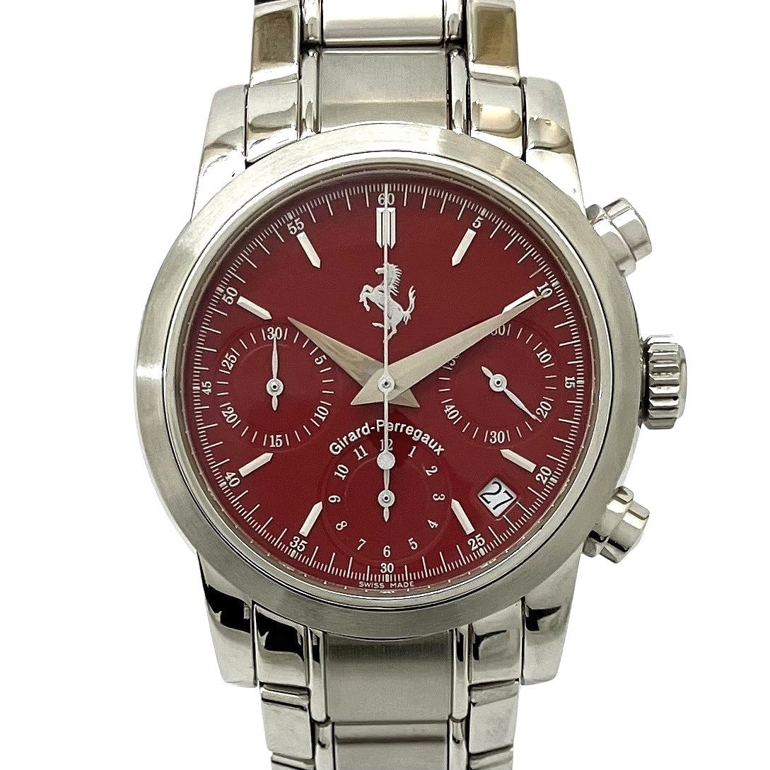 Girard Perregaux Ferrari Chronograph Date Stainless Steel Men's Wristwatch: Girard Perregaux Ferrari Chronograph Date Stainless Steel Men's Wristwatch This Girard Perregaux Ferrari Chronograph Date men's wristwatch features a stainless steel case and bracelet, complemented by