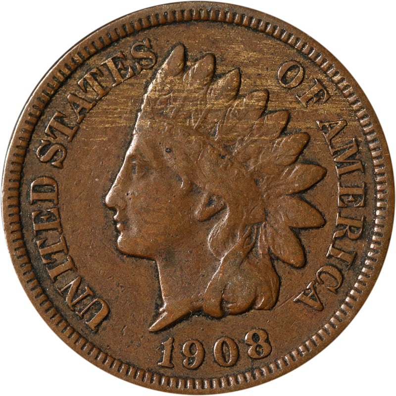 San Francisco Mint 1908 Copper Indian Head Cent Coin: San Francisco Mint 1908 Copper Indian Head Cent Coin This is a 1908-S Indian Cent struck at the San Francisco Mint. The coin is composed of copper and is in circulated, pre-owned condition. Certificat