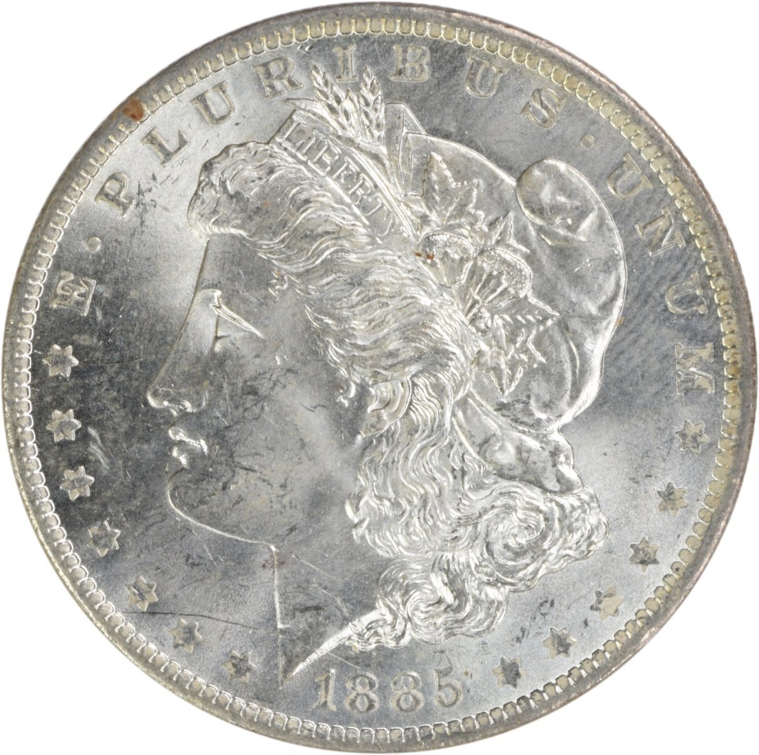 Uncertified 1885-O Silver Morgan Dollar Choice BU Uncirculated US Coin: Uncertified 1885-O Silver Morgan Dollar Choice BU Uncirculated US Coin This 1885-O Morgan Silver Dollar is a Choice Brilliant Uncirculated example, struck in silver at the New Orleans Mint. The coin r