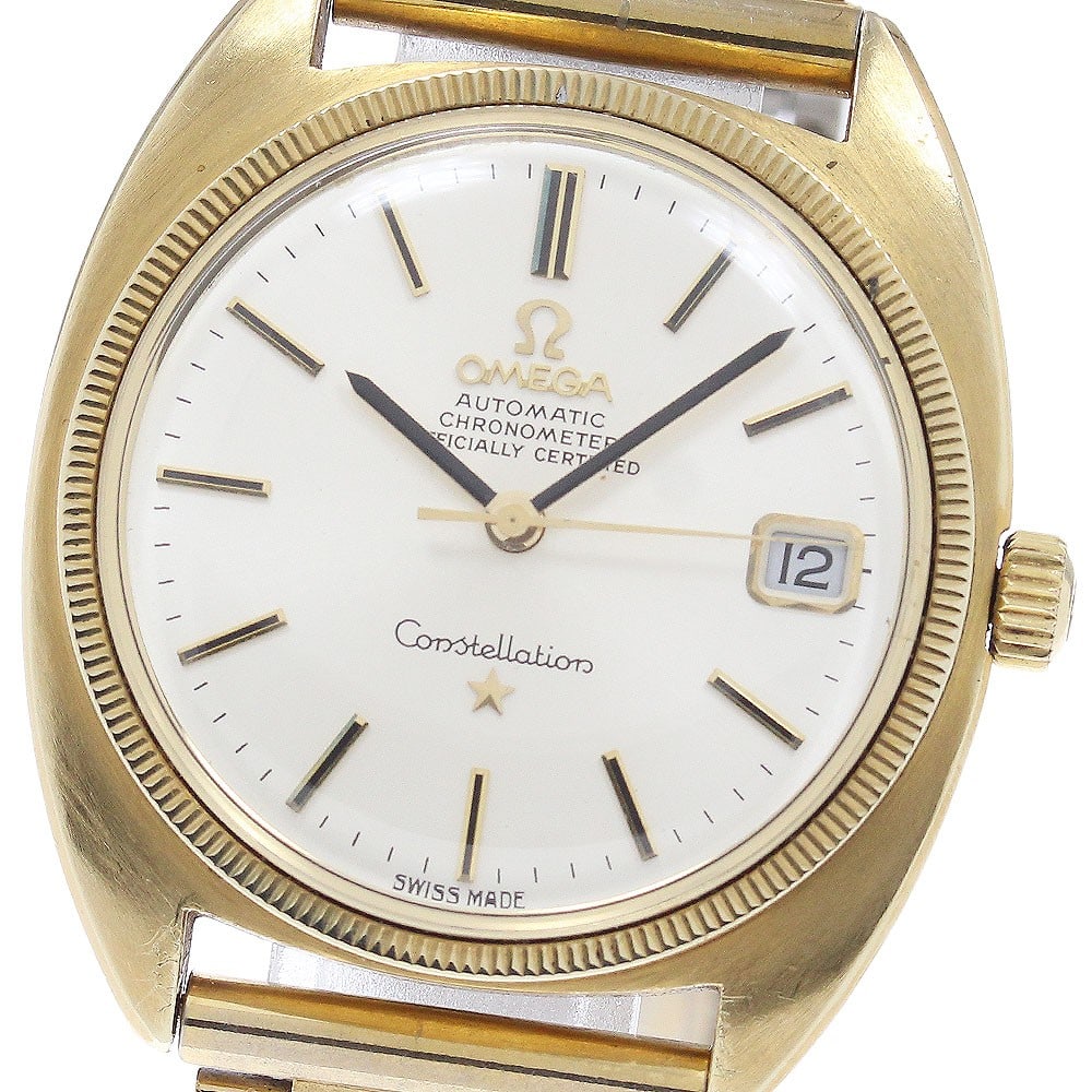 OMEGA Constellation Men's Wristwatch Cal.564 YG Bezel Ref CD168.027: OMEGA Constellation Men's Wristwatch Cal.564 YG Bezel Ref CD168.027 Omega Constellation men's wristwatch with a yellow gold bezel and Cal. 564 movement. This pre-owned Swiss-made watch is presented as