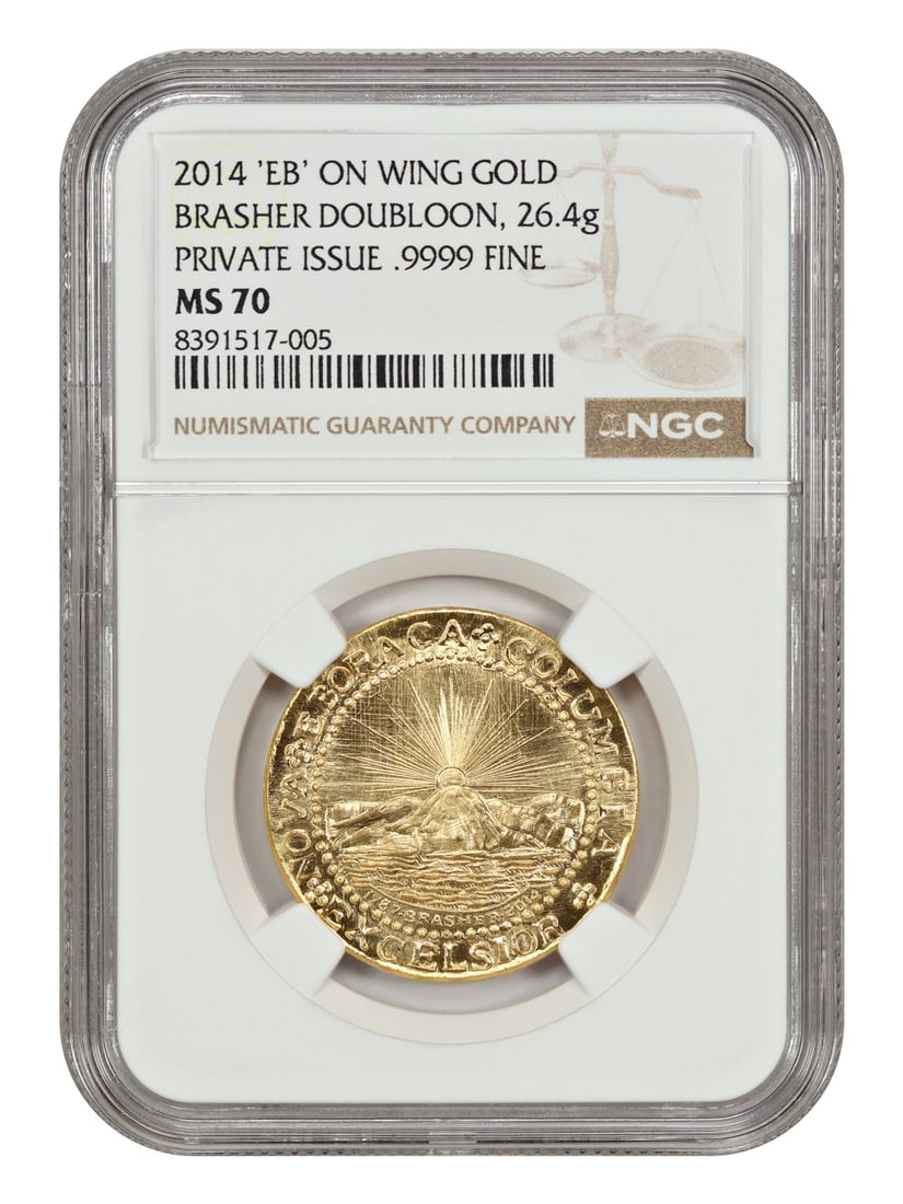 NGC MS70 2014 Private Issue 1787 Brasher Gold Doubloon EB on Wing (1 of 4)