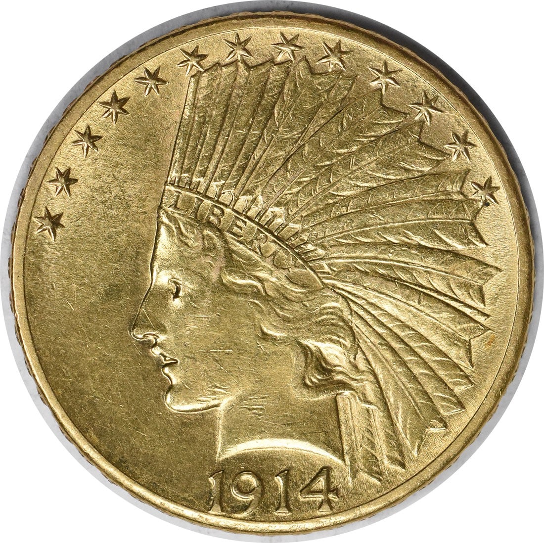 1914-D $10 Gold Indian Coin by Augustus Saint Gaudens AU (1 of 2)