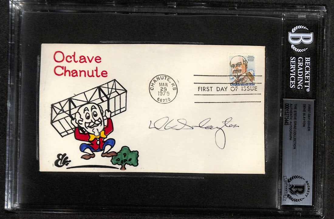 Deke Slayton Signed NASA Mercury 7 First Day Cover Beckett Certified: Deke Slayton Signed NASA Mercury 7 First Day Cover Beckett Certified This remarkable item is a First Day Cover postmarked March 29, 1979, honoring aviation pioneer Octave Chanute, beautifully signed i
