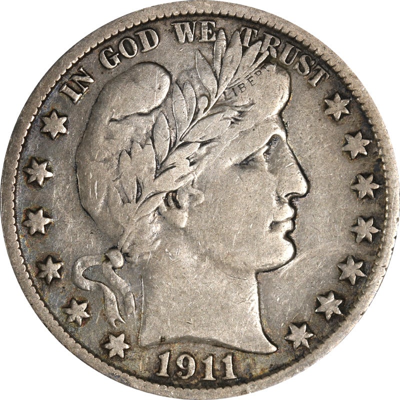1911 S Silver Barber Half Dollar: 1911 S Silver Barber Half Dollar This is a 1911-S Barber Half Dollar from the United States. The coin is composed of 0.9 fineness silver and has been circulated. It is in pre-owned condition and remai