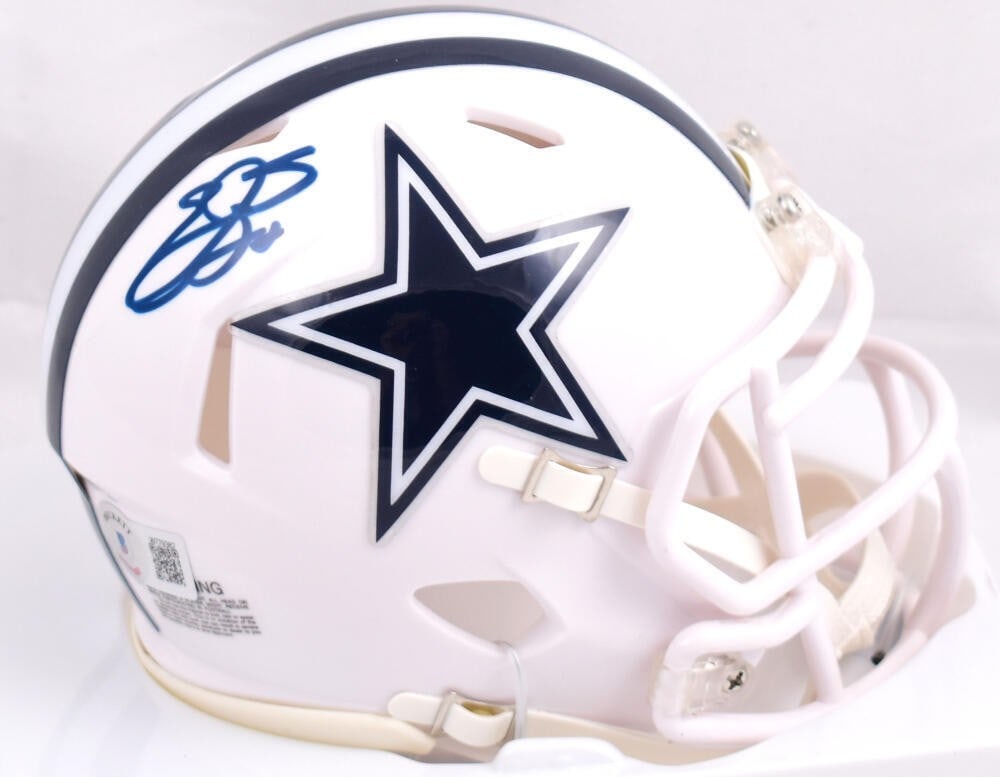 Beckett BAS Emmitt Smith Autographed Dallas Cowboys Speed Mini Helmet Blue: Beckett BAS Emmitt Smith Autographed Dallas Cowboys Speed Mini Helmet Blue This is an original signed Dallas Cowboys ALT 22 Speed mini helmet featuring Emmitt Smith. It is a football helmet from the U