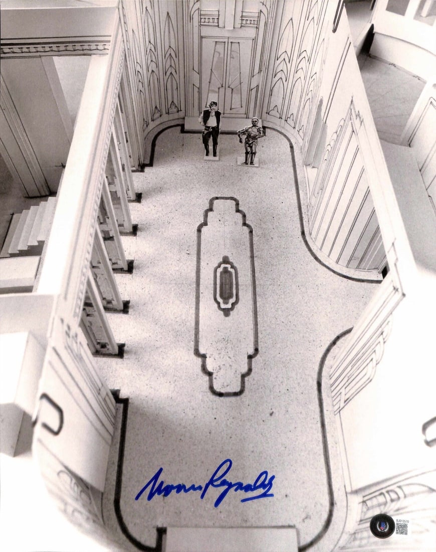 Norman Reynolds signed Bespin concept 11x14 Star Wars photo Beckett: Norman Reynolds signed Bespin concept 11x14 Star Wars photo Beckett This is an original 11x14 color photograph featuring a Bespin concept from Star Wars: The Empire Strikes Back. The photo is signed i