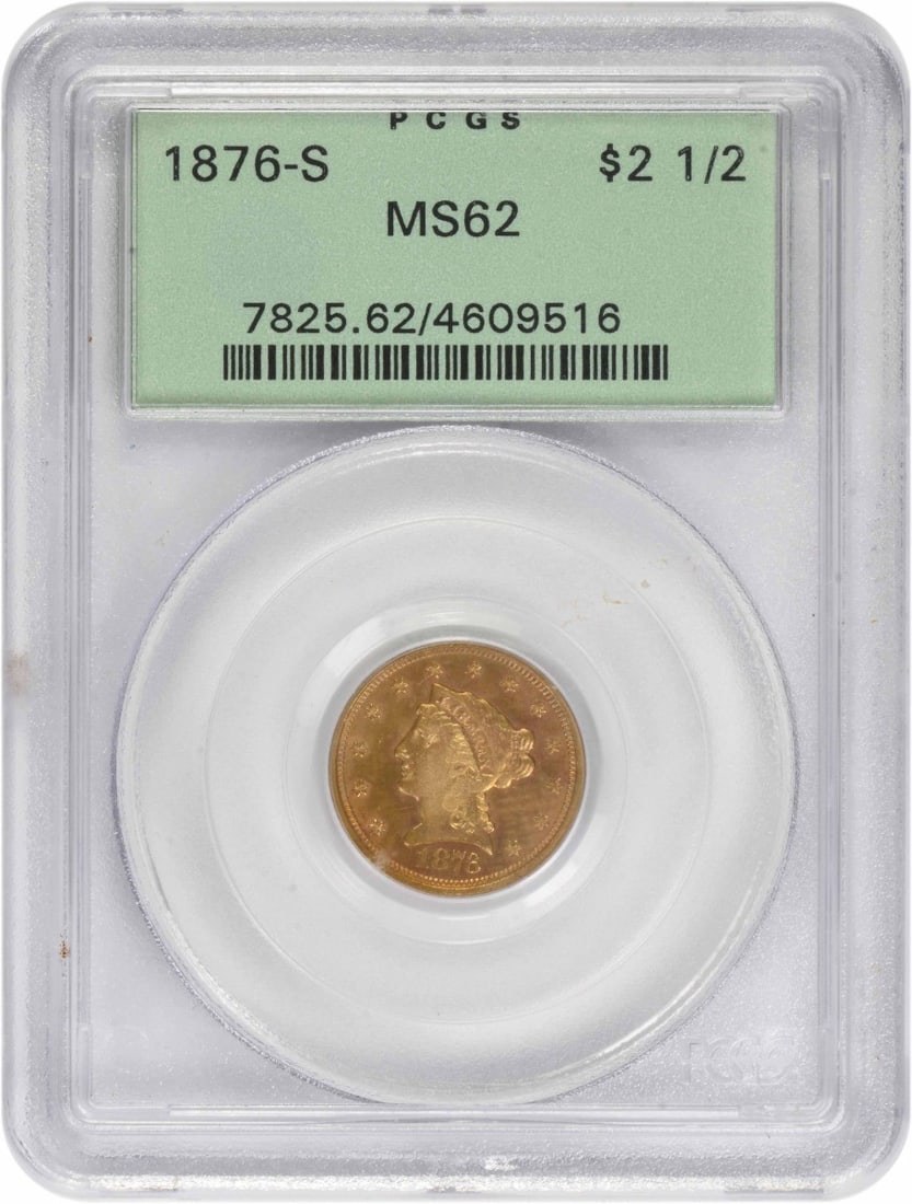 PCGS MS62 1876-S Liberty Head $2.50 Gold Coin (1 of 4)