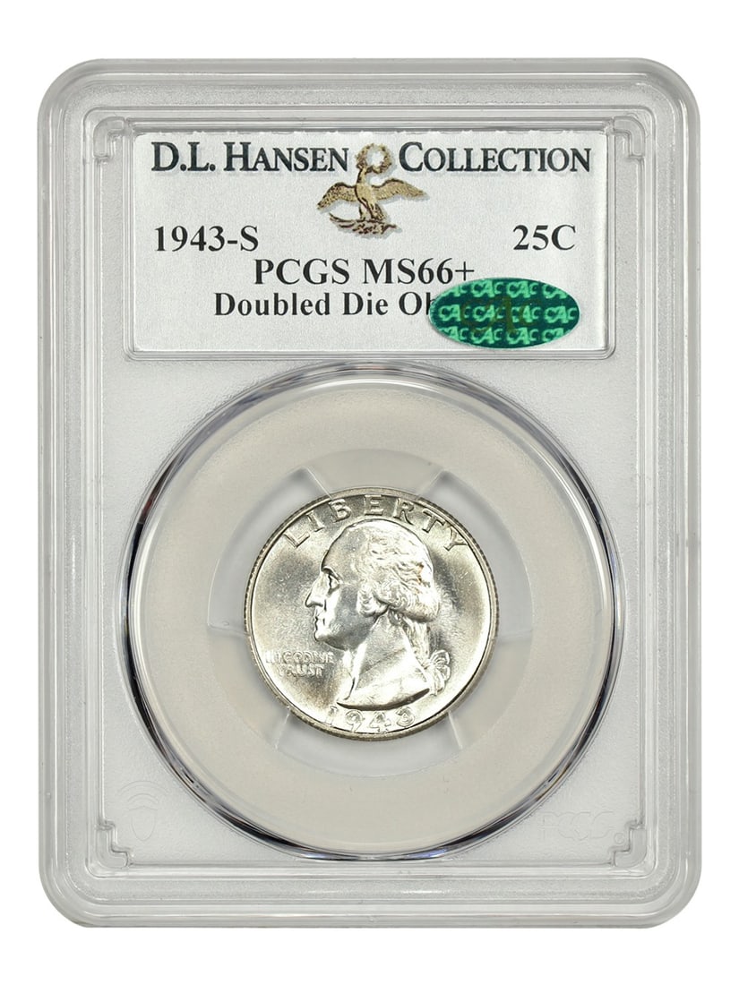 Washington Quarter 1943-S 25C PCGS CAC MS66+ Doubled Die Obverse (1 of 4)