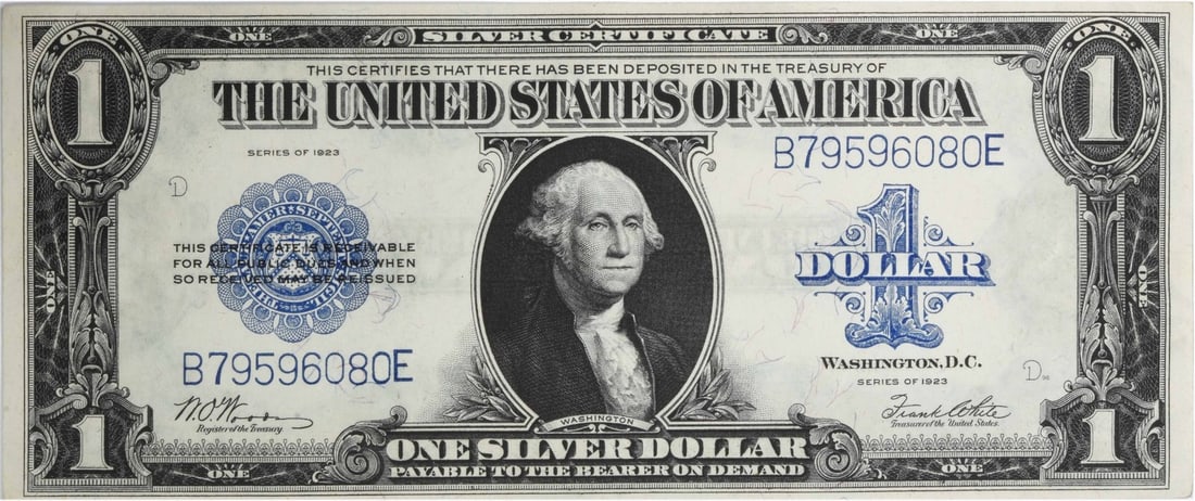 1923 One Dollar Large Size Silver Certificate Uncirculated Note (1 of 2)