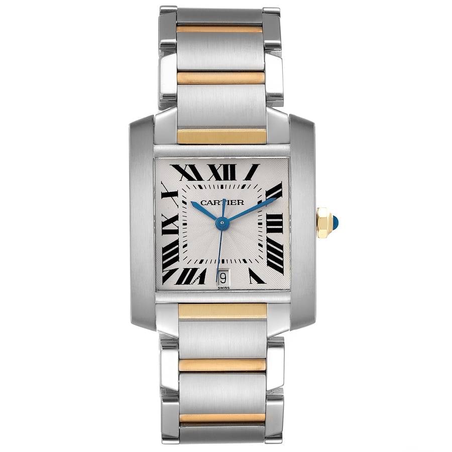 Cartier Ref. 2302 Tank Francaise Large Unisex Watch Silver Roman Dial: Cartier Ref. 2302 Tank Francaise Large Unisex Watch Silver Roman Dial Cartier Tank Francaise Large watch with a silver Roman dial and smooth bezel on a 2-tone bracelet. The reference number is 2302. T