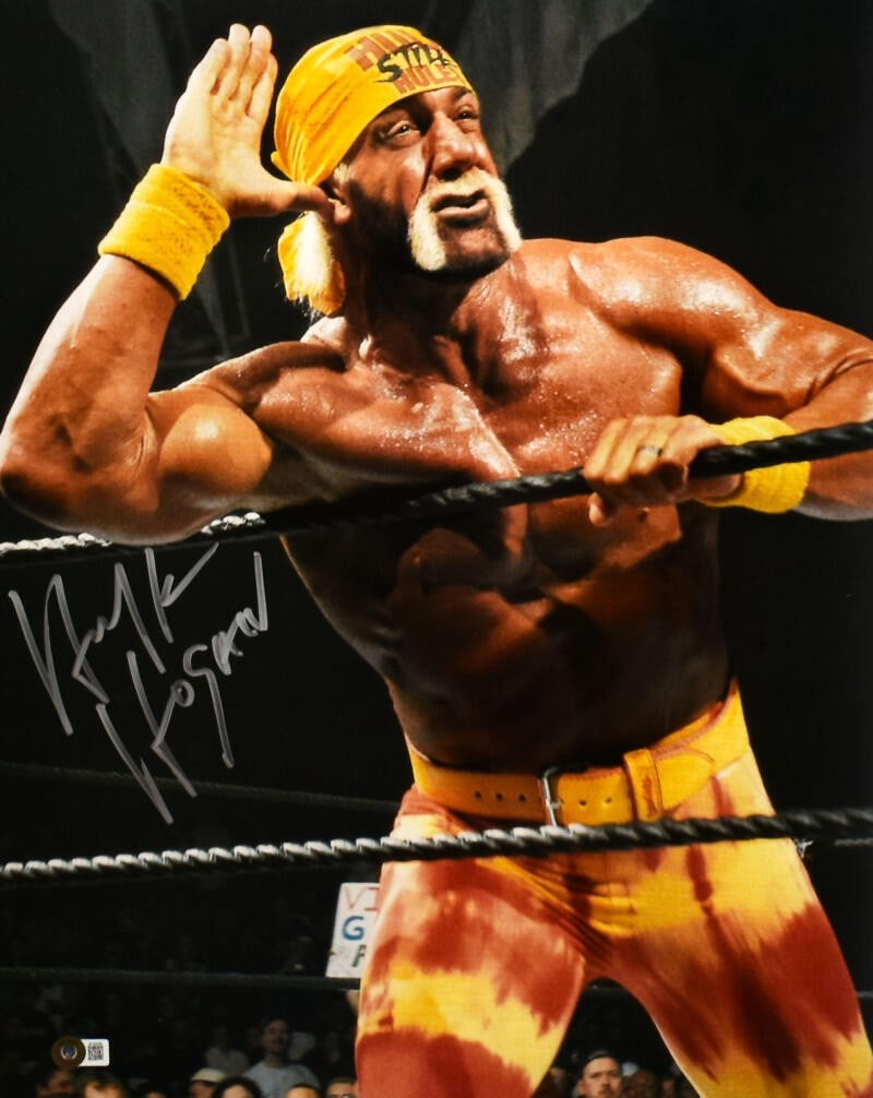 Signed Hulk Hogan 16x20 Wrestling Photo Beckett Hologram Silver (1 of 2)