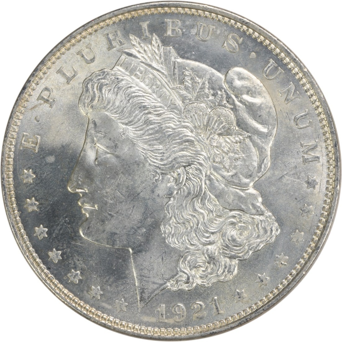 1921 Silver Dollar Morgan Choice Brilliant Uncirculated Uncertified Coin: 1921 Silver Dollar Morgan Choice Brilliant Uncirculated Uncertified Coin This is a 1921 Morgan Silver Dollar from the United States, featuring a composition of silver. The coin is in uncirculated cond