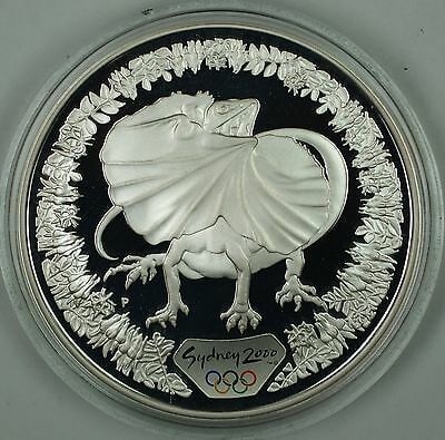 Sydney Olympics 2000 Frilled Lizard 1oz Proof .999 Silver $5 Coin Australia: Sydney Olympics 2000 Frilled Lizard 1oz Proof .999 Silver $5 Coin Australia This 2000 Australia $5 commemorative coin features a frilled lizard design and was issued for the Sydney Olympics XXVII. Str