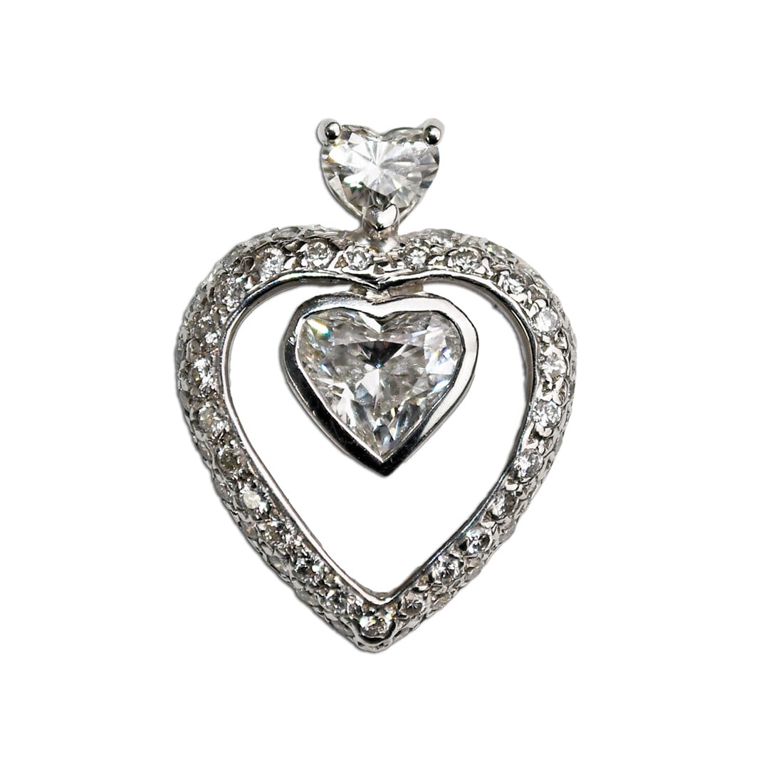 Heart Diamond Charm Pendant in 14K White Gold (1 of 5)