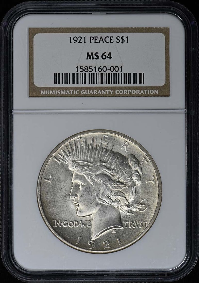 NGC MS64 1921 Philadelphia Peace Dollar High Relief: NGC MS64 1921 Philadelphia Peace Dollar High Relief This 1921 Peace Dollar features the high relief design and has been graded MS64 by NGC. Struck in Philadelphia, this uncirculated coin is a notable 
