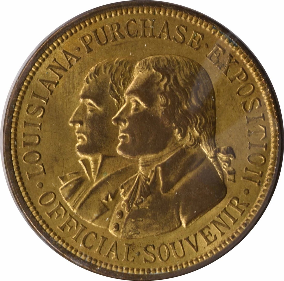 Louisiana Purchase So Called Dollar 1904 Gold Plated Bronze Medal Uncertified: Louisiana Purchase So Called Dollar 1904 Gold Plated Bronze Medal Uncertified 1904 Star so called dollar featuring gold plated bronze construction and a Louisiana Purchase design. The piece is pre-own