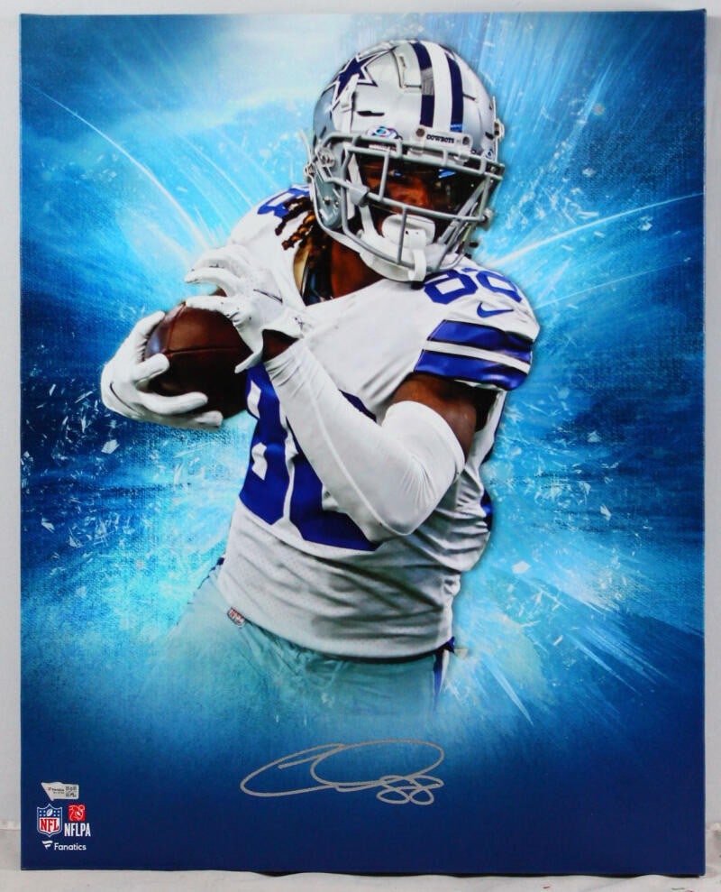 Framed 16x20 Autographed CeeDee Lamb Dallas Cowboys Canvas Photo: Framed 16x20 Autographed CeeDee Lamb Dallas Cowboys Canvas Photo Framed 16x20 stretched canvas featuring CeeDee Lamb of the Dallas Cowboys. The item is signed and identified as an original piece, with