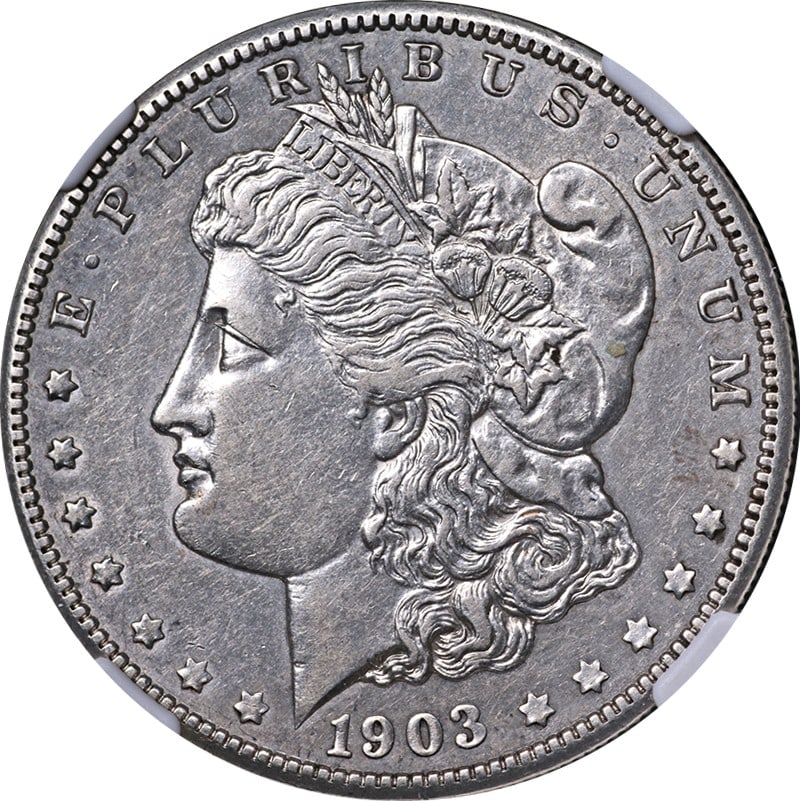 NGC AU Details 1903-S Morgan Dollar San Francisco Silver Key Date: NGC AU Details 1903-S Morgan Dollar San Francisco Silver Key Date This 1903-S Morgan Silver Dollar is a highly sought-after key date coin, featuring great eye appeal with impressive luster and a stron