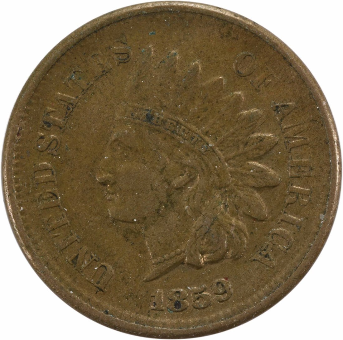 1859 United States Indian Head Small Cent EF Uncertified: 1859 United States Indian Head Small Cent EF Uncertified 1859 Indian Head cent in Choice EF condition. This circulated, pre-owned coin is uncertified and has no mint mark. It is a United States Small 