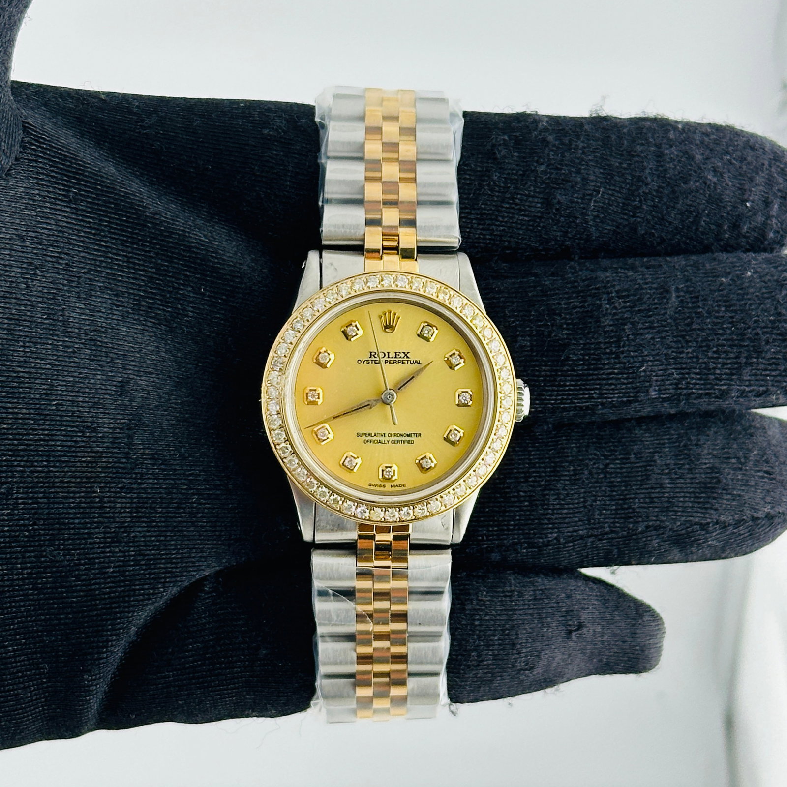 Rolex Ladies Oyster Perpetual Watch Ref 6430 Champagne Diamond Dial Aftermarket Jubilee (1 of 3)