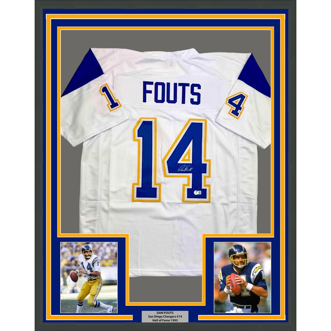 Dan Fouts signed framed white Chargers jersey 35x39 PSA BAS COA (1 of 2)
