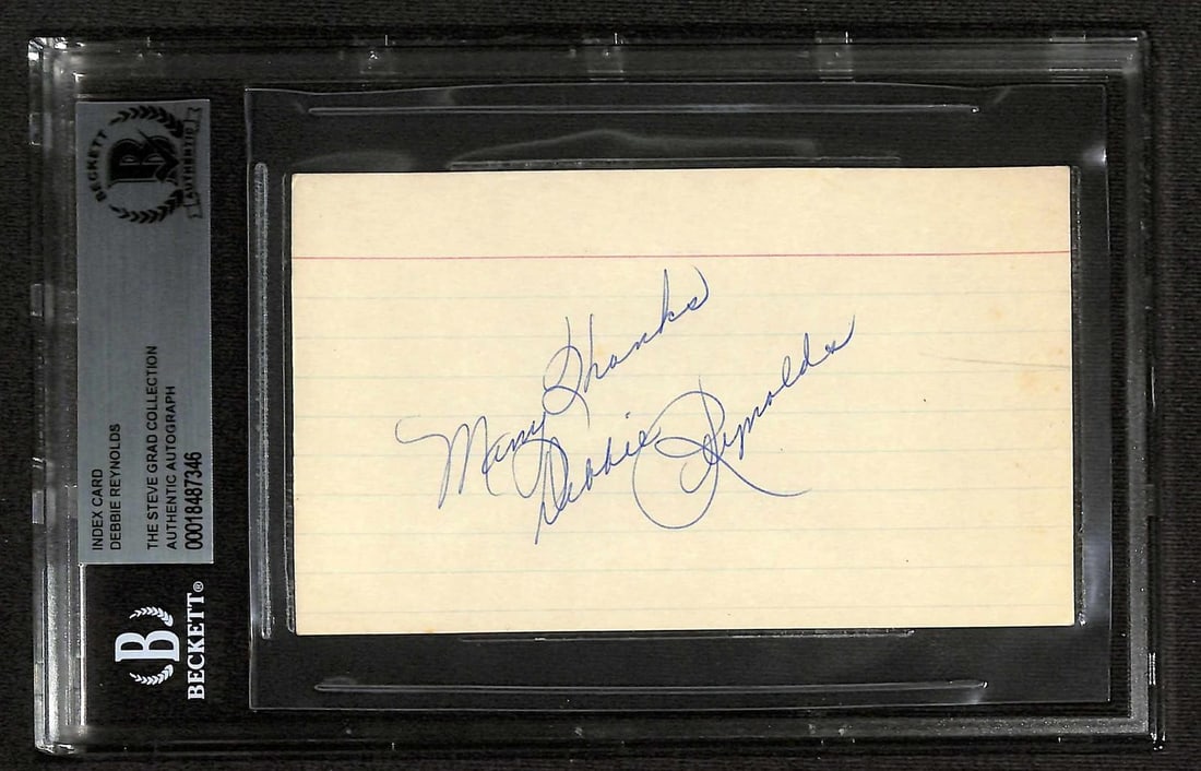 Beckett Authenticated Debbie Reynolds Autographed Index Card (1 of 1)