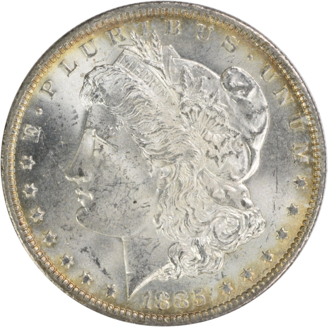 Choice BU 1885-O Silver Dollar Morgan Uncirculated Uncertified: Choice BU 1885-O Silver Dollar Morgan Uncirculated Uncertified This 1885-O Morgan Silver Dollar is an uncirculated coin graded as Choice BU. Minted in New Orleans, it features a silver composition and
