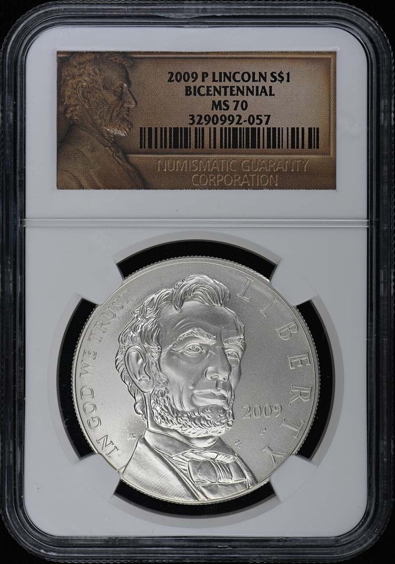 2009 P Lincoln Bicentennial S$1 NGC MS70 Uncirculated Coin: 2009 P Lincoln Bicentennial S$1 NGC MS70 Uncirculated Coin This 2009 P Lincoln Modern Commemorative Bicentennial S$1 coin is graded MS70 by NGC, ensuring its exceptional condition. It is an uncirculat