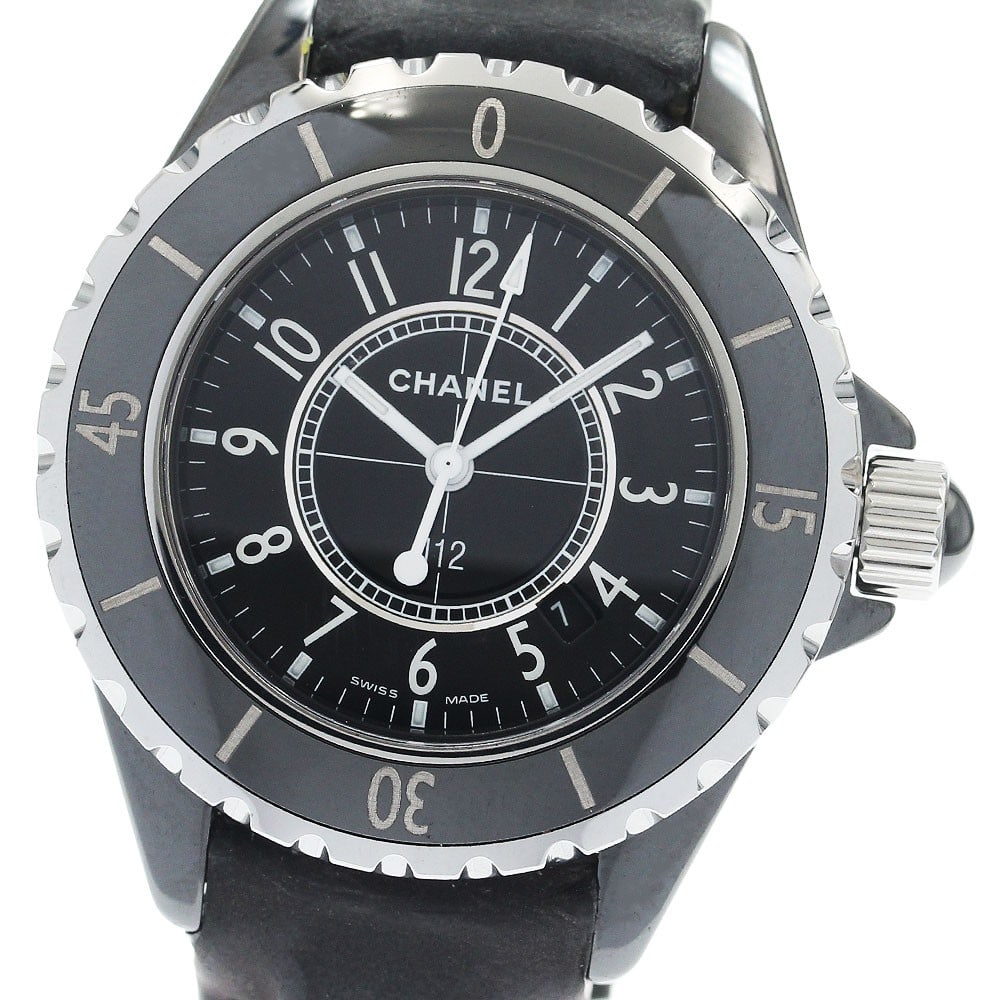 CHANEL J12 H0680 Womens Quartz Watch Black Ceramic Date: CHANEL J12 H0680 Womens Quartz Watch Black Ceramic Date Pre-owned CHANEL J12 women's wristwatch with a black ceramic design and date display. This quartz watch is made in Switzerland. Specifications B