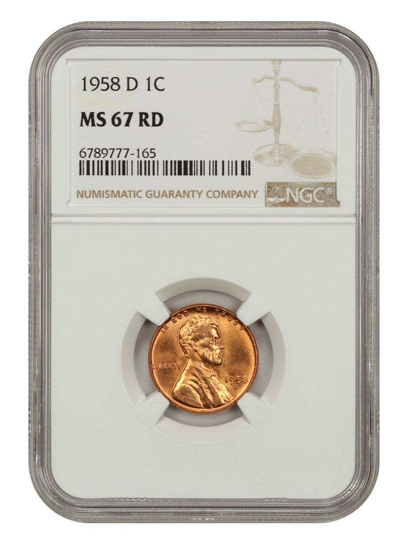 NGC MS67RD 1958-D Lincoln Wheat Cent 1C (1 of 4)