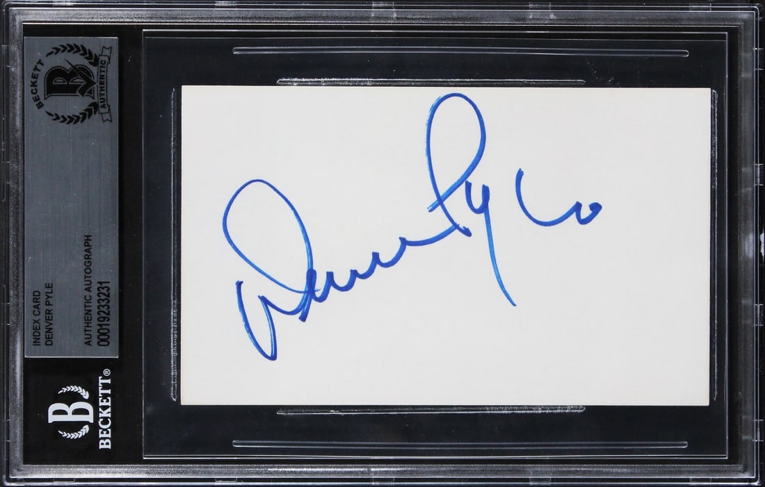 Denver Pyle Signed 3x5 Index Card Beckett Authenticated Slab The Dukes Of Hazzard: Denver Pyle Signed 3x5 Index Card Beckett Authenticated Slab The Dukes Of Hazzard This 3x5 index card has been personally signed by Denver Pyle from The Dukes Of Hazzard. The autograph is authenticate