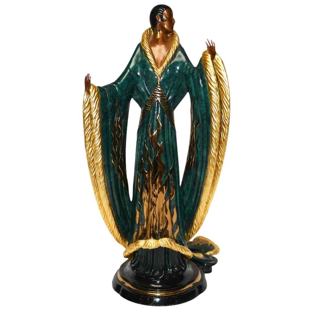 Erte Femme De Luxe Bronze Art Deco Sculpture 1990 Limited Edition: Erte Femme De Luxe Bronze Art Deco Sculpture 1990 Limited Edition This is a limited edition Art Deco bronze sculpture titled "Femme de Luxe" by Erte, created in 1990. The large figure is beautifully p
